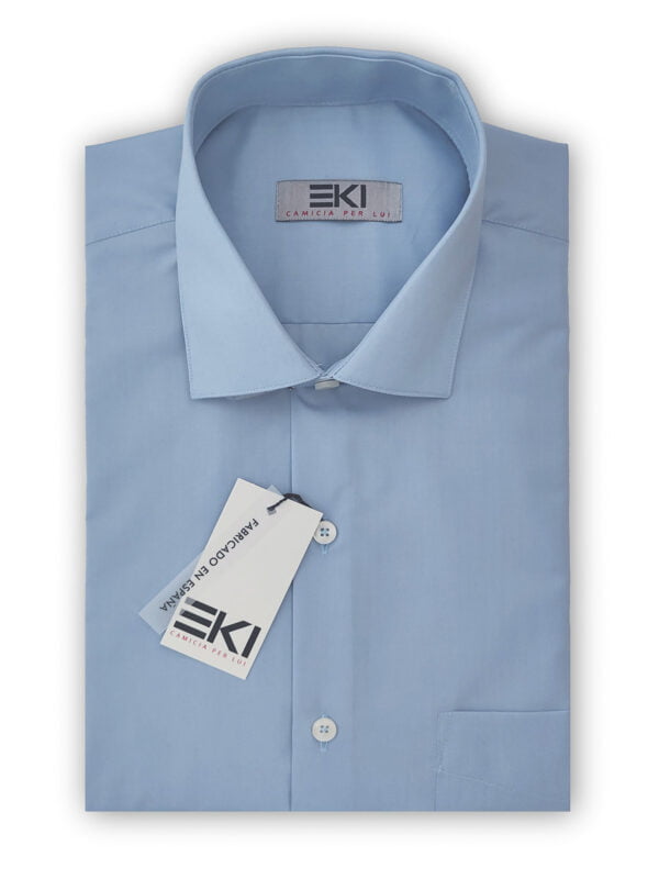 a blue shirt with a tag